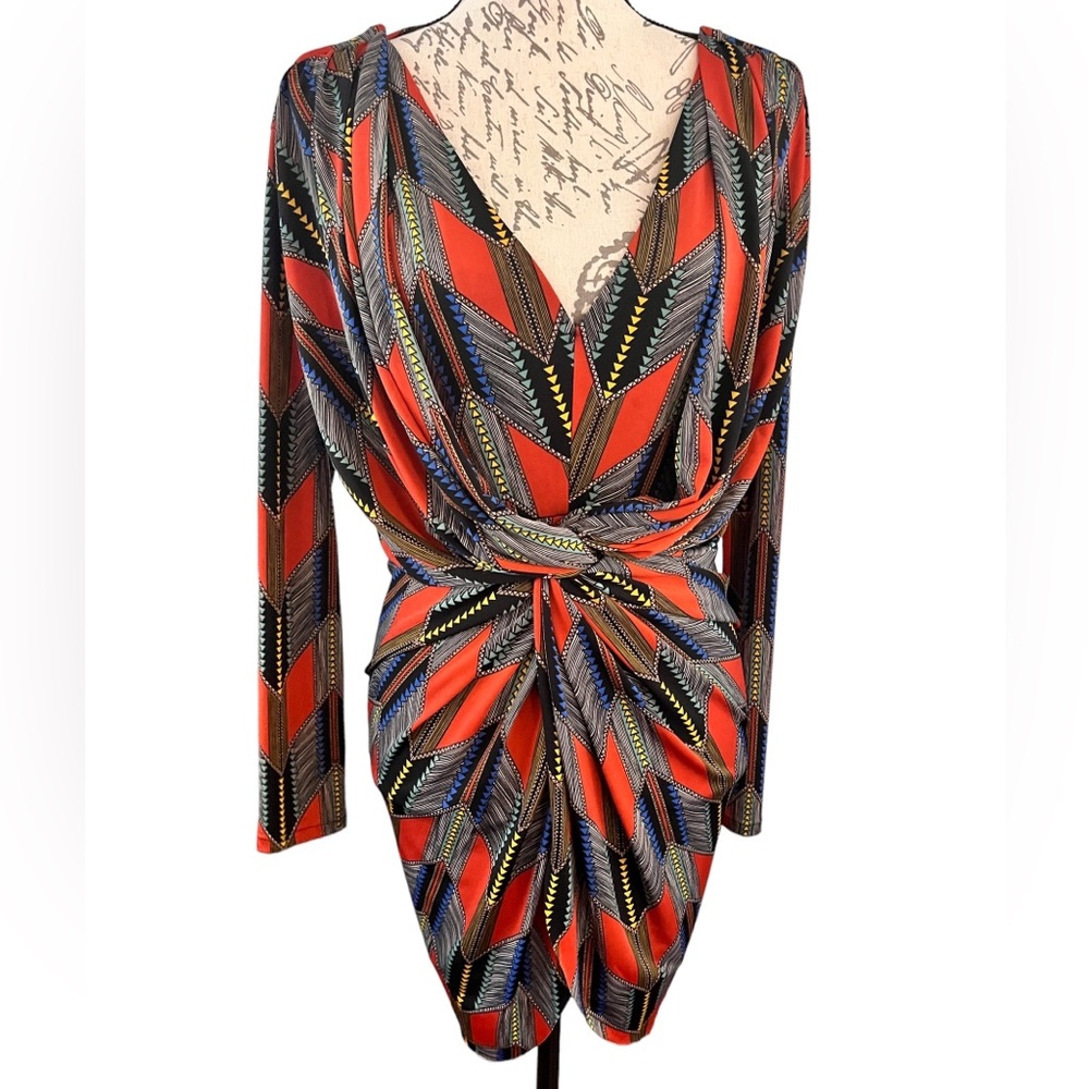 T-Bags Los Angeles Long Sleeve Knot Dress Bodycon Mini Size Small EUC Revolve